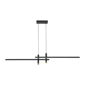 LightFixturesUSA-Modern Black Brass Linear Dimmable LED Island Chandelier-Chandelier-55 in-
