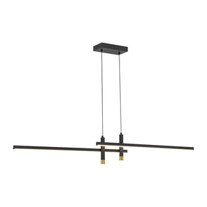 LightFixturesUSA-Modern Black Brass Linear Dimmable LED Island Chandelier-Chandelier-55 in-