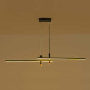 LightFixturesUSA-Modern Black Brass Linear Dimmable LED Island Chandelier-Chandelier-55 in-