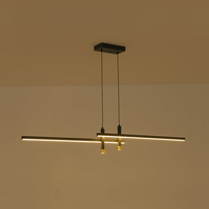 LightFixturesUSA-Modern Black Brass Linear Dimmable LED Island Chandelier-Chandelier-55 in-