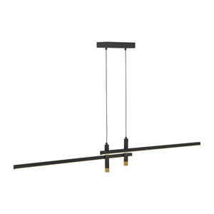 LightFixturesUSA-Modern Black Brass Linear Dimmable LED Island Chandelier-Chandelier-55 in-