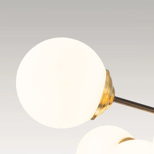 LightFixturesUSA-Modern Black Brass Opal Glass Globe Tiered Sputnik Chandelier-Chandelier-12-Lt-