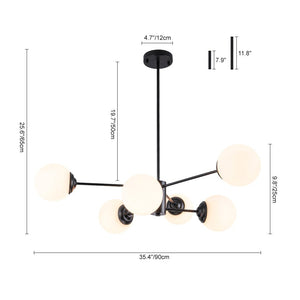 LightFixturesUSA-Modern Black Opal Glass Globe Sputnik Chandelier-Chandelier-12-Lt-