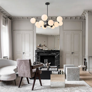 LightFixturesUSA - Modern Black Opal Glass Globe Sputnik Chandelier - Chandelier - 12 - Lt (Pre - Order) - 