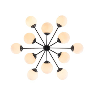 LightFixturesUSA - Modern Black Opal Glass Globe Sputnik Chandelier - Chandelier - 12 - Lt (Pre - Order) - 