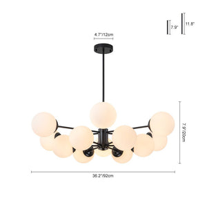 LightFixturesUSA - Modern Black Opal Glass Globe Sputnik Chandelier - Chandelier - 12 - Lt (Pre - Order) - 