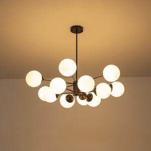 LightFixturesUSA - Modern Black Opal Glass Globe Sputnik Chandelier - Chandelier - 12 - Lt (Pre - Order) - 