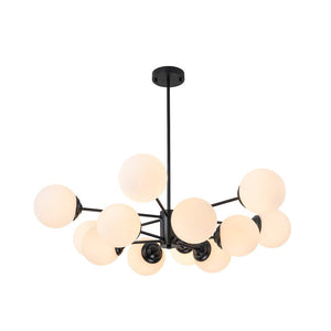 LightFixturesUSA - Modern Black Opal Glass Globe Sputnik Chandelier - Chandelier - 12 - Lt (Pre - Order) - 