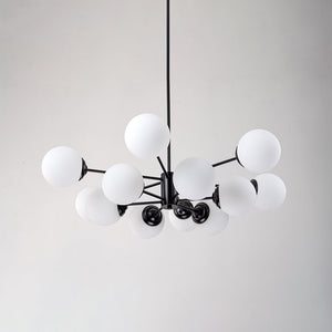 LightFixturesUSA - Modern Black Opal Glass Globe Sputnik Chandelier - Chandelier - 12 - Lt (Pre - Order) - 