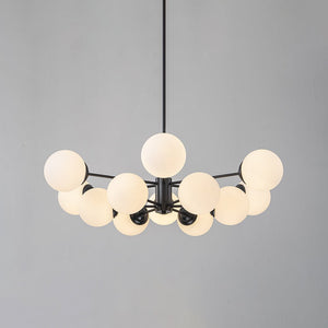LightFixturesUSA - Modern Black Opal Glass Globe Sputnik Chandelier - Chandelier - 12 - Lt (Pre - Order) - 