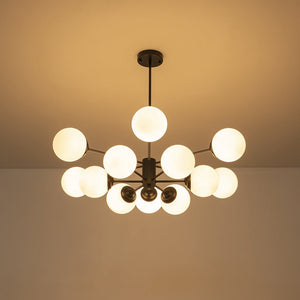 LightFixturesUSA - Modern Black Opal Glass Globe Sputnik Chandelier - Chandelier - 12 - Lt (Pre - Order) - 