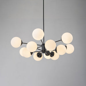 LightFixturesUSA - Modern Black Opal Glass Globe Sputnik Chandelier - Chandelier - 12 - Lt (Pre - Order) - 