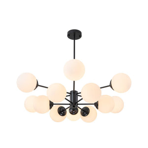 LightFixturesUSA - Modern Black Opal Glass Globe Sputnik Chandelier - Chandelier - 12 - Lt (Pre - Order) - 