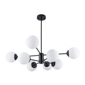 LightFixturesUSA-Modern Black Opal Glass Globe Sputnik Chandelier-Chandelier-6-Lt-