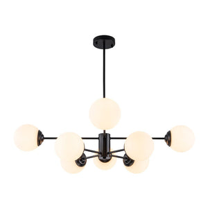 LightFixturesUSA-Modern Black Opal Glass Globe Sputnik Chandelier-Chandelier-8-Lt-