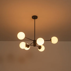 LightFixturesUSA-Modern Black Opal Glass Globe Sputnik Chandelier-Chandelier-8-Lt-