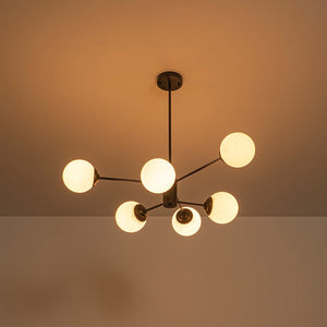 LightFixturesUSA-Modern Black Opal Glass Globe Sputnik Chandelier-Chandelier-8-Lt-