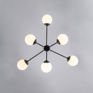 LightFixturesUSA-Modern Black Opal Glass Globe Sputnik Chandelier-Chandelier-8-Lt-
