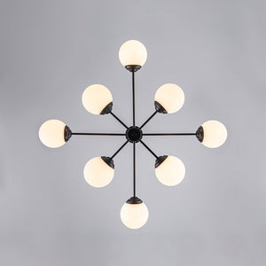 LightFixturesUSA-Modern Black Opal Glass Globe Sputnik Chandelier-Chandelier-8-Lt-