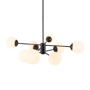 LightFixturesUSA-Modern Black Opal Glass Globe Sputnik Chandelier-Chandelier-8-Lt-