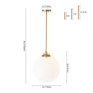 LightFixturesUSA-Modern Brass 1-light Shine Opal Glass Globe Kitchen Pendant-Pendant Light-15.7 in-