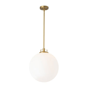 LightFixturesUSA-Modern Brass 1-light Shine Opal Glass Globe Kitchen Pendant-Pendant Light-15.7 in-