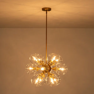 LightFixturesUSA - Modern Brass 12 - Light Cluster Glass Globe Bubble Chandelier - Chandelier - Brass - 