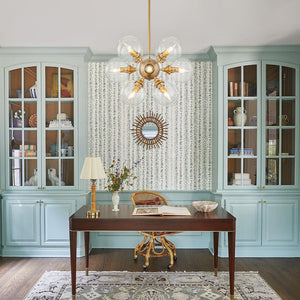 LightFixturesUSA - Modern Brass 12 - Light Cluster Glass Globe Bubble Chandelier - Chandelier - Brass - 