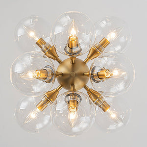 LightFixturesUSA - Modern Brass 12 - Light Cluster Glass Globe Bubble Chandelier - Chandelier - Brass - 