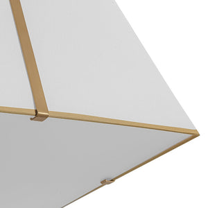 LightFixturesUSA - Modern Brass White Fabric Tapered Cage Pendant Light - Ceiling Light - White+Brass - 