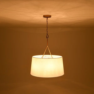 LightFixturesUSA - Modern Candle Style Fabric Wide Drum Cage Pendant Light - Chandelier - 19.7 in - 