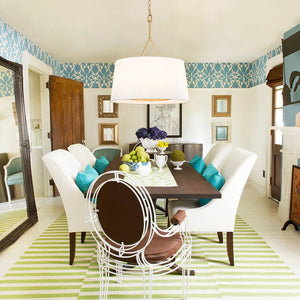 LightFixturesUSA - Modern Candle Style Fabric Wide Drum Cage Pendant Light - Chandelier - 19.7 in - 