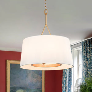 LightFixturesUSA - Modern Candle Style Fabric Wide Drum Cage Pendant Light - Chandelier - 19.7 in - 