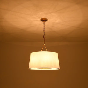 LightFixturesUSA - Modern Candle Style Fabric Wide Drum Cage Pendant Light - Chandelier - 19.7 in - 