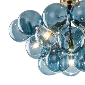 LightFixturesUSA - Modern Cluster Blue Glass Bubble Semi Flush Chandelier - Chandelier - Blue Bubble - 