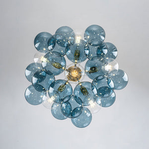 LightFixturesUSA - Modern Cluster Blue Glass Bubble Semi Flush Chandelier - Chandelier - Blue Bubble - 