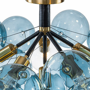 LightFixturesUSA - Modern Cluster Blue Glass Bubble Semi Flush Chandelier - Chandelier - Blue Bubble - 