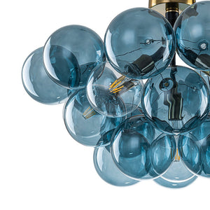 LightFixturesUSA - Modern Cluster Blue Glass Bubble Semi Flush Chandelier - Chandelier - Blue Bubble - 