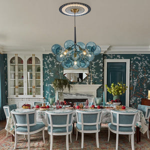LightFixturesUSA - Modern Cluster Blue Glass Globe Bubble Chandelier - Chandelier - Blue Bubble - 