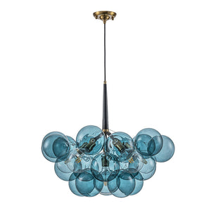 LightFixturesUSA - Modern Cluster Blue Glass Globe Bubble Chandelier - Chandelier - Blue Bubbles - 