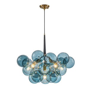 LightFixturesUSA - Modern Cluster Blue Glass Globe Bubble Chandelier - Chandelier - Blue Bubbles - 