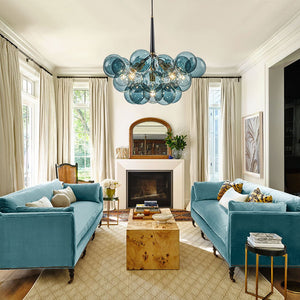 LightFixturesUSA - Modern Cluster Blue Glass Globe Bubble Chandelier - Chandelier - Blue Bubbles - 