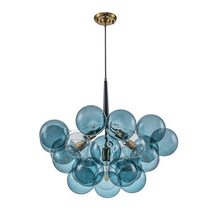 LightFixturesUSA - Modern Cluster Blue Glass Globe Bubble Chandelier - Chandelier - Blue Bubbles - 