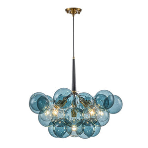 LightFixturesUSA - Modern Cluster Blue Glass Globe Bubble Chandelier - Chandelier - Blue Bubbles - 