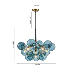 LightFixturesUSA - Modern Cluster Blue Glass Globe Bubble Chandelier - Chandelier - Blue Bubbles - 