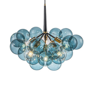 LightFixturesUSA - Modern Cluster Blue Glass Globe Bubble Chandelier - Chandelier - Blue Bubbles - 