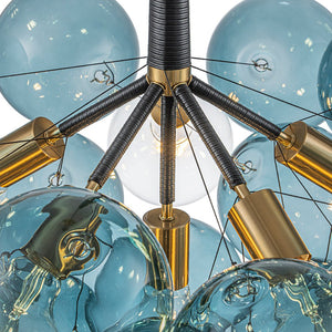 LightFixturesUSA - Modern Cluster Blue Glass Globe Bubble Chandelier - Chandelier - Blue Bubbles - 