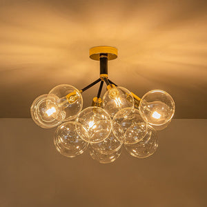 LightFixturesUSA-Modern Cluster Glass Bubble Chandelier / Semi Flush-Chandelier-White-12 Globes