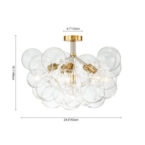 LightFixturesUSA - Modern Cluster Glass Bubble Chandelier / Semi Flush - Chandelier - White - 12 Globes