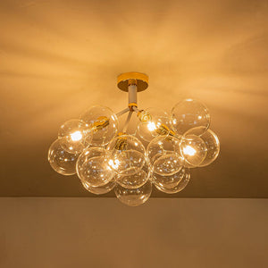 LightFixturesUSA-Modern Cluster Glass Bubble Chandelier / Semi Flush-Chandelier-White-12 Globes
